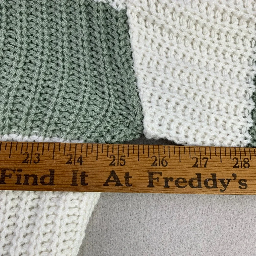 Moon & Madison Colorblock Stripe Sweater Women Small Blue Green White Knit Crop